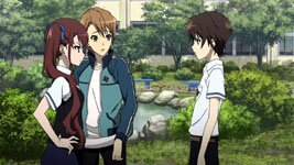 Izumi und Teshigawara scheinen Kouichi etwas sagen zu wollen