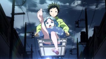 Erio weist Makoto mit den F��en den Weg