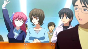 Lucy, Yuka und Kouta in der Uni