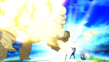 Saito schie�t den Golem ab